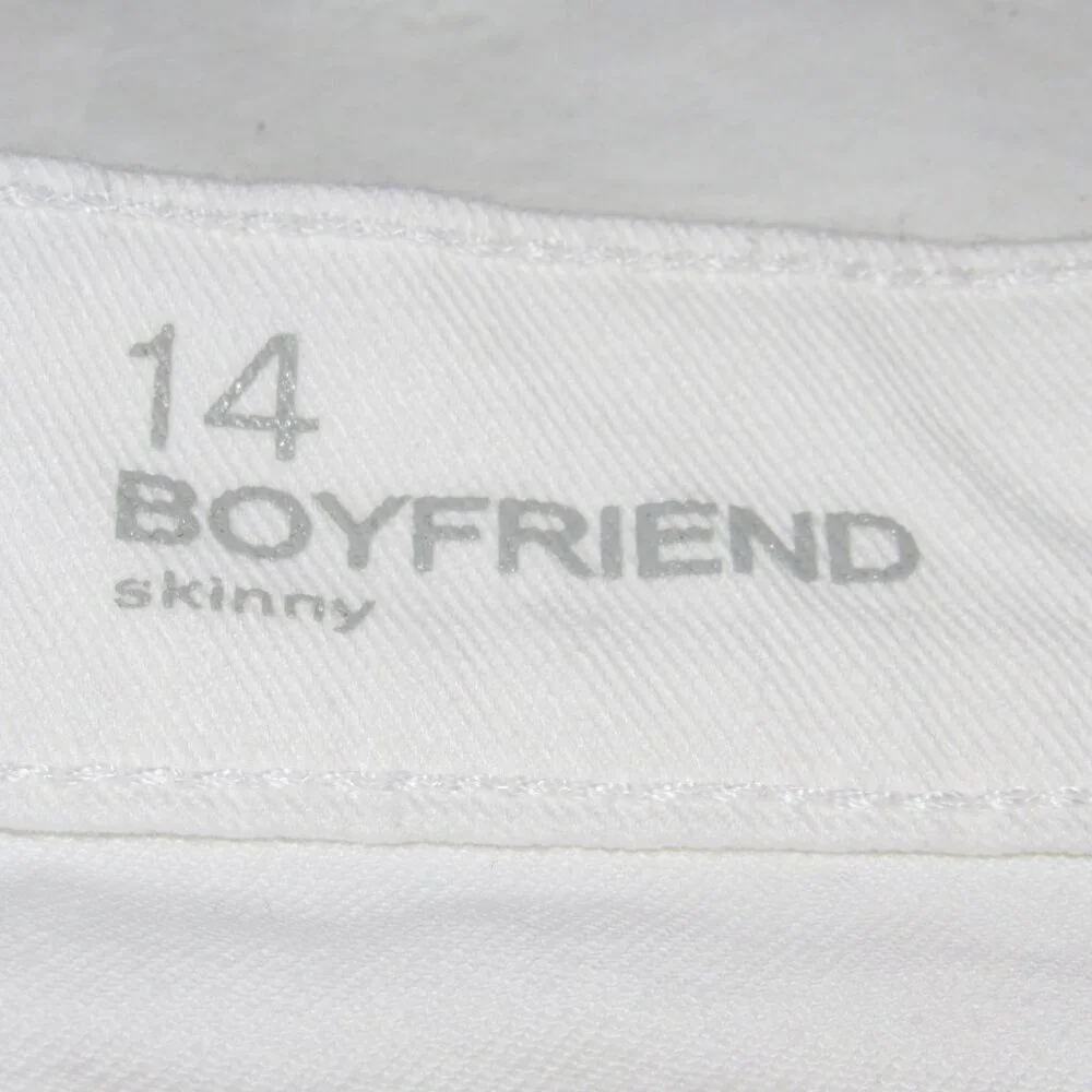 LIZ CLAIBORNE Boyfriend Skinny White Jeans Size 14